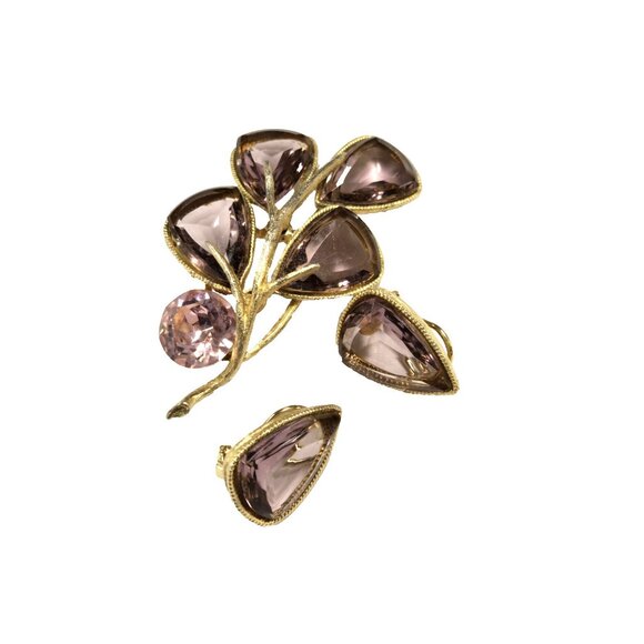 Capri Brooch - Etsy Vintage CAPRI Lavender Rhinstone Brooch & Clip Earrings Set